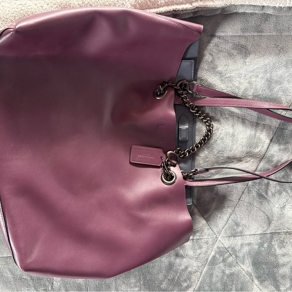 Coach Plum Leather Shoulder Bag